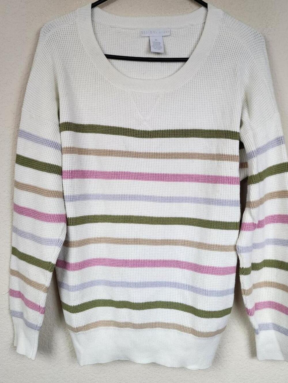 XL Design History Striped Long Sleeve Pullover Sweater